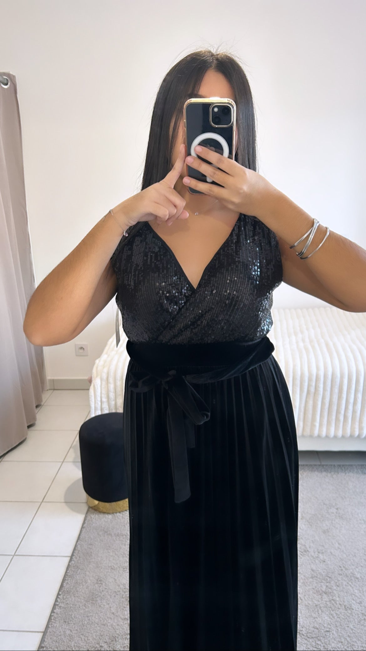 Robe sans manches en velours